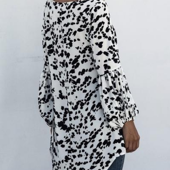 TRÏBE Sheer Pony Print Long Sleeve Blouse Size Small NWT - Picture 4 of 7